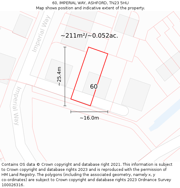 60, IMPERIAL WAY, ASHFORD, TN23 5HU: Plot and title map