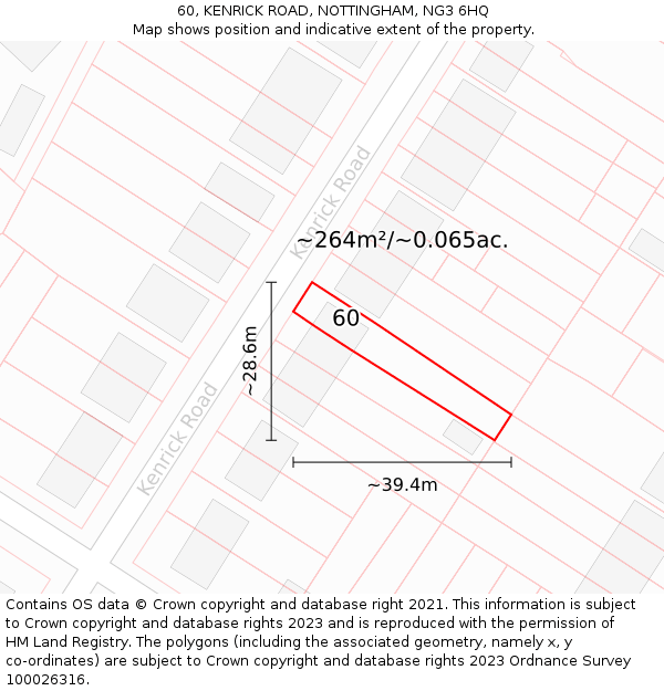 60, KENRICK ROAD, NOTTINGHAM, NG3 6HQ: Plot and title map