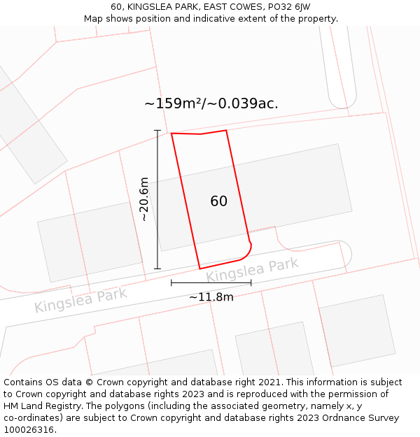 60, KINGSLEA PARK, EAST COWES, PO32 6JW: Plot and title map