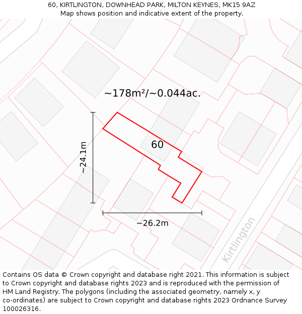 60, KIRTLINGTON, DOWNHEAD PARK, MILTON KEYNES, MK15 9AZ: Plot and title map