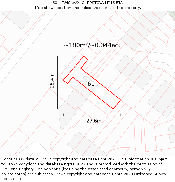 60, LEWIS WAY, CHEPSTOW, NP16 5TA: Plot and title map