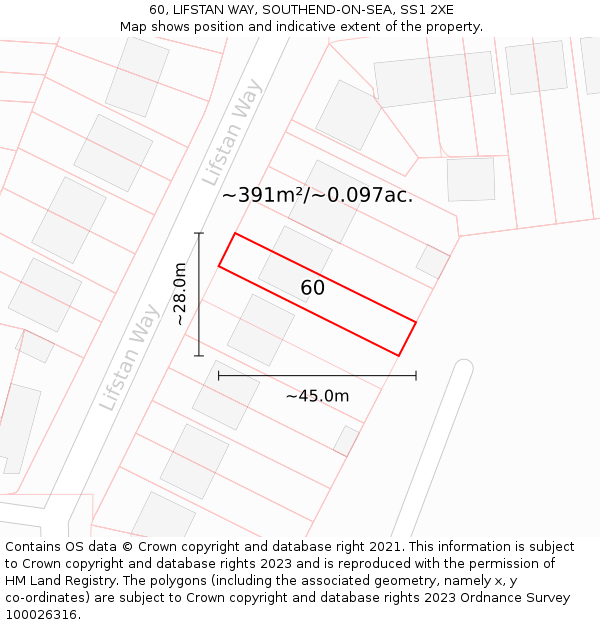 60, LIFSTAN WAY, SOUTHEND-ON-SEA, SS1 2XE: Plot and title map