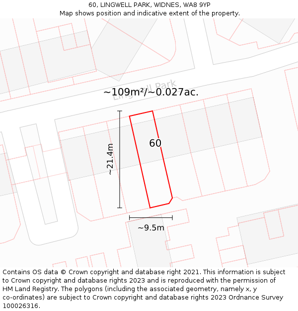 60, LINGWELL PARK, WIDNES, WA8 9YP: Plot and title map