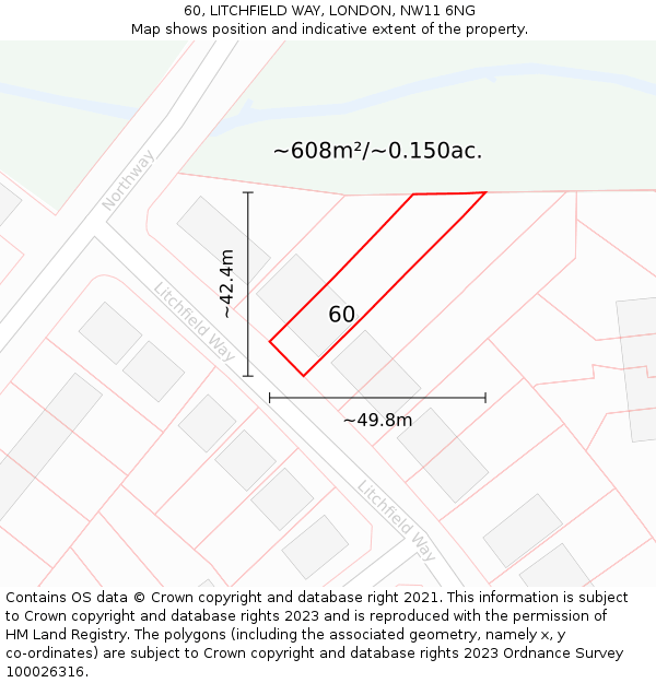 60, LITCHFIELD WAY, LONDON, NW11 6NG: Plot and title map