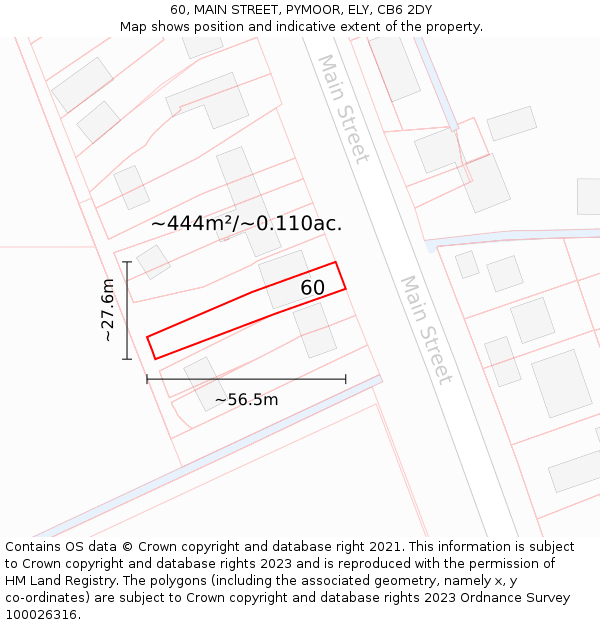 60, MAIN STREET, PYMOOR, ELY, CB6 2DY: Plot and title map