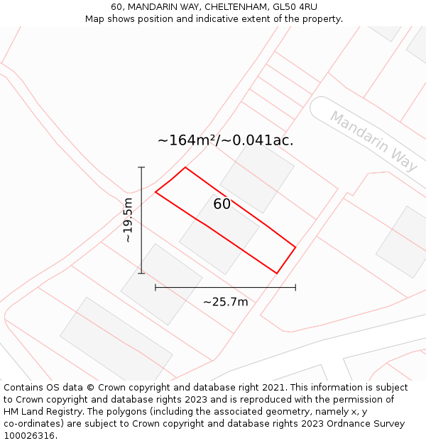 60, MANDARIN WAY, CHELTENHAM, GL50 4RU: Plot and title map