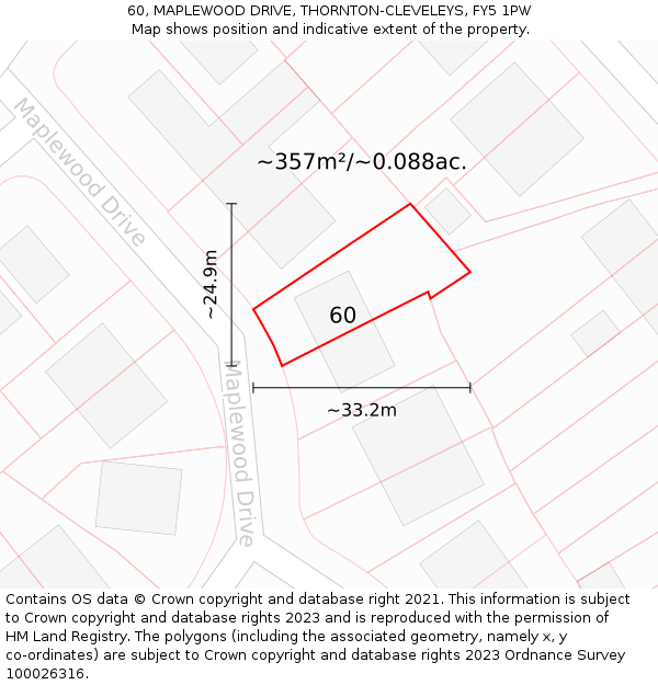 60, MAPLEWOOD DRIVE, THORNTON-CLEVELEYS, FY5 1PW: Plot and title map