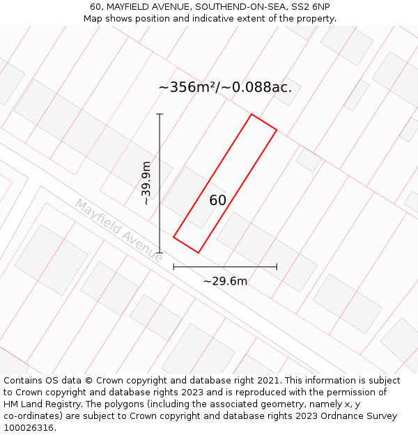 60, MAYFIELD AVENUE, SOUTHEND-ON-SEA, SS2 6NP: Plot and title map