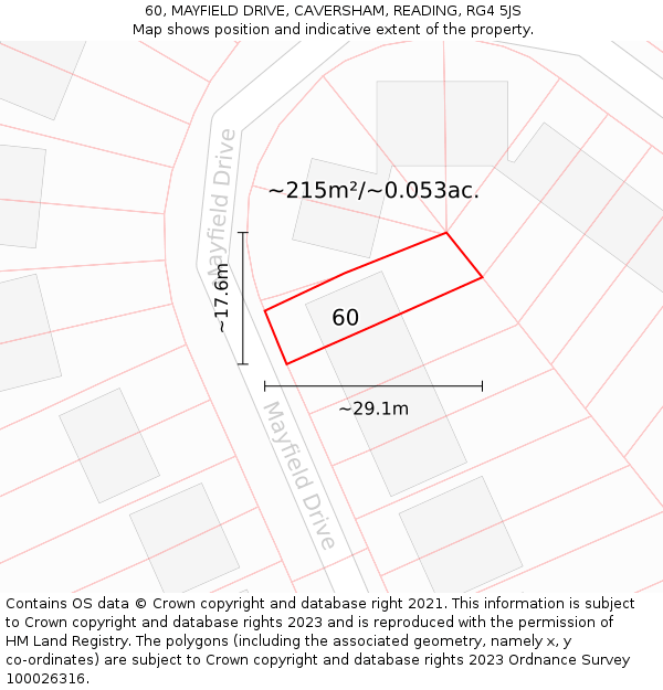 60, MAYFIELD DRIVE, CAVERSHAM, READING, RG4 5JS: Plot and title map