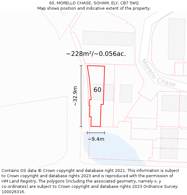 60, MORELLO CHASE, SOHAM, ELY, CB7 5WQ: Plot and title map