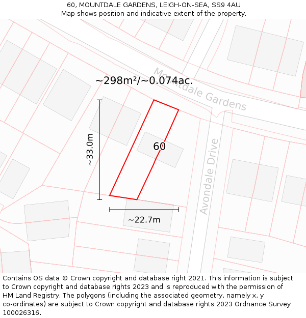 60, MOUNTDALE GARDENS, LEIGH-ON-SEA, SS9 4AU: Plot and title map