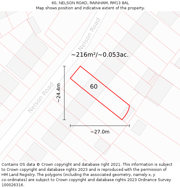 60, NELSON ROAD, RAINHAM, RM13 8AL: Plot and title map