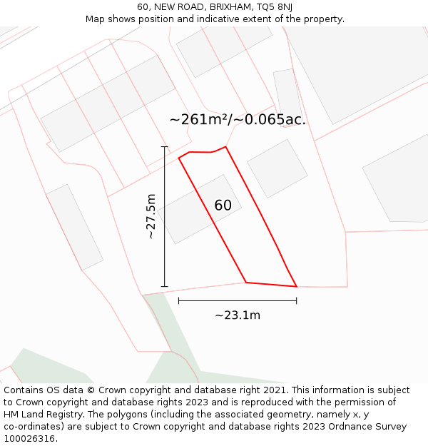 60, NEW ROAD, BRIXHAM, TQ5 8NJ: Plot and title map