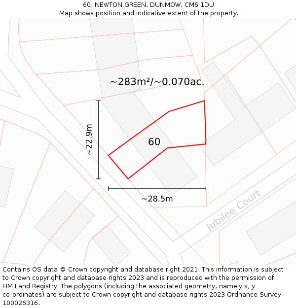 60, NEWTON GREEN, DUNMOW, CM6 1DU: Plot and title map