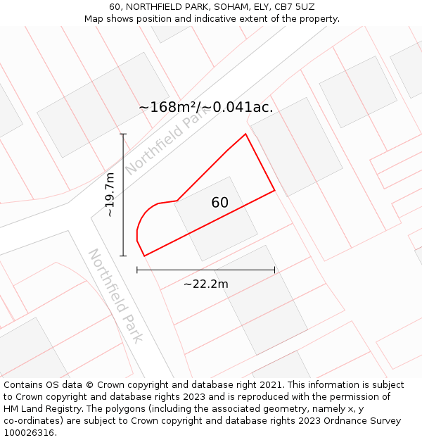 60, NORTHFIELD PARK, SOHAM, ELY, CB7 5UZ: Plot and title map