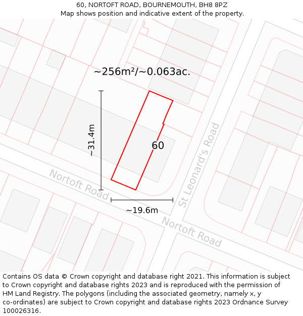 60, NORTOFT ROAD, BOURNEMOUTH, BH8 8PZ: Plot and title map