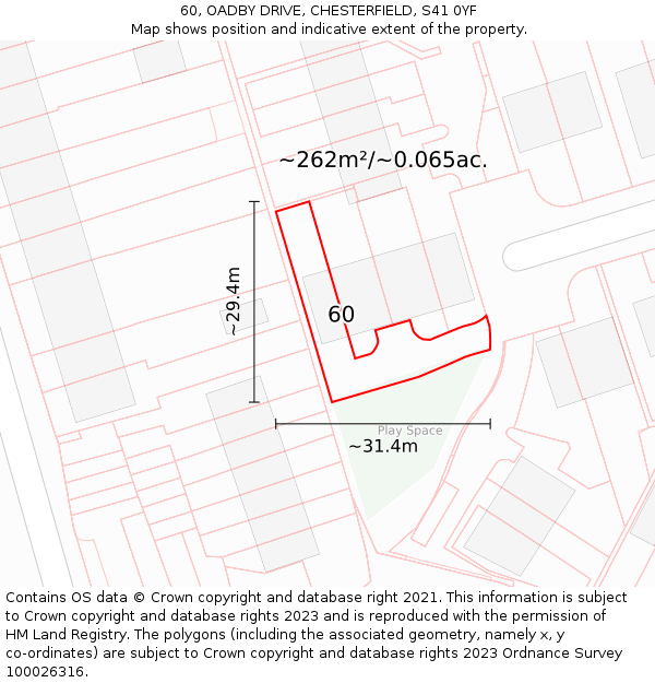 60, OADBY DRIVE, CHESTERFIELD, S41 0YF: Plot and title map