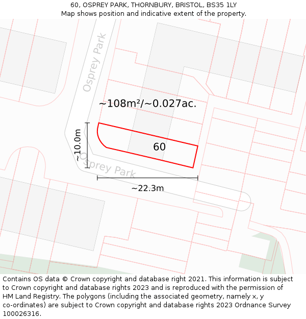 60, OSPREY PARK, THORNBURY, BRISTOL, BS35 1LY: Plot and title map