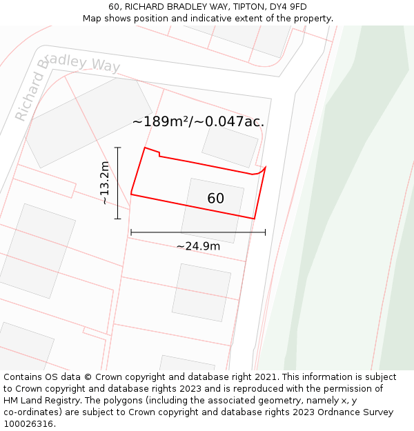 60, RICHARD BRADLEY WAY, TIPTON, DY4 9FD: Plot and title map