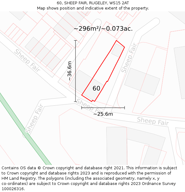 60, SHEEP FAIR, RUGELEY, WS15 2AT: Plot and title map