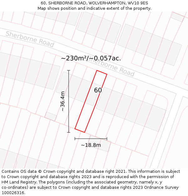 60, SHERBORNE ROAD, WOLVERHAMPTON, WV10 9ES: Plot and title map