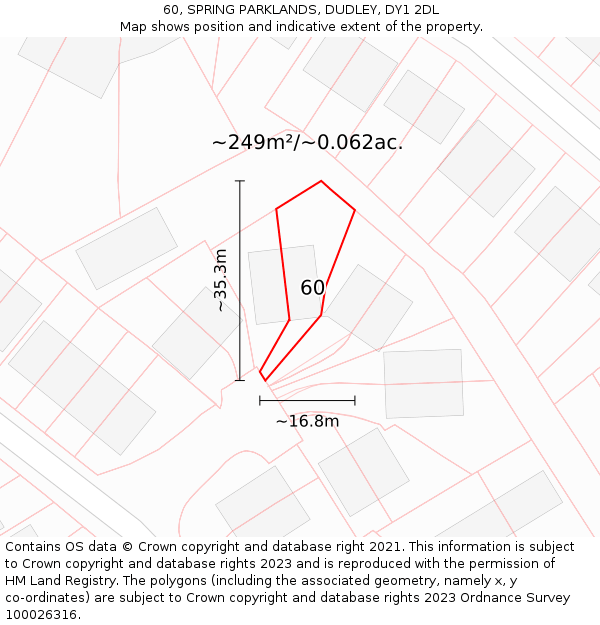 60, SPRING PARKLANDS, DUDLEY, DY1 2DL: Plot and title map