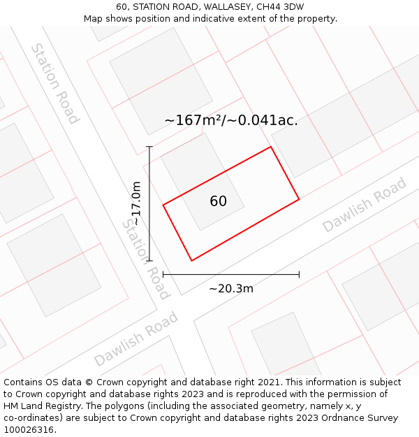 60, STATION ROAD, WALLASEY, CH44 3DW: Plot and title map