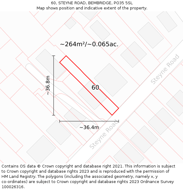 60, STEYNE ROAD, BEMBRIDGE, PO35 5SL: Plot and title map