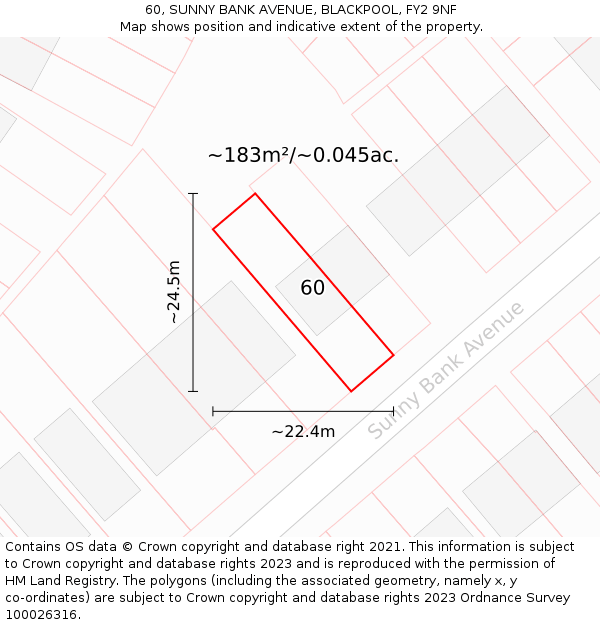 60, SUNNY BANK AVENUE, BLACKPOOL, FY2 9NF: Plot and title map