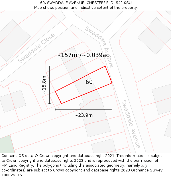 60, SWADDALE AVENUE, CHESTERFIELD, S41 0SU: Plot and title map