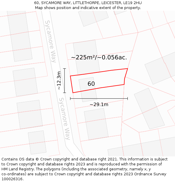 60, SYCAMORE WAY, LITTLETHORPE, LEICESTER, LE19 2HU: Plot and title map