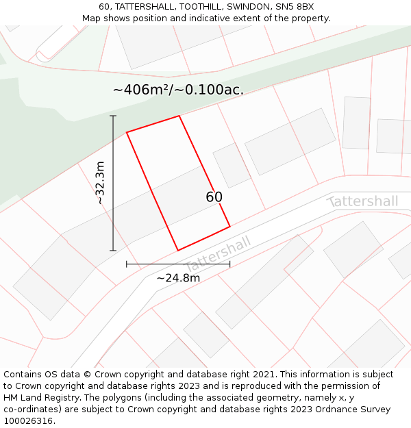 60, TATTERSHALL, TOOTHILL, SWINDON, SN5 8BX: Plot and title map