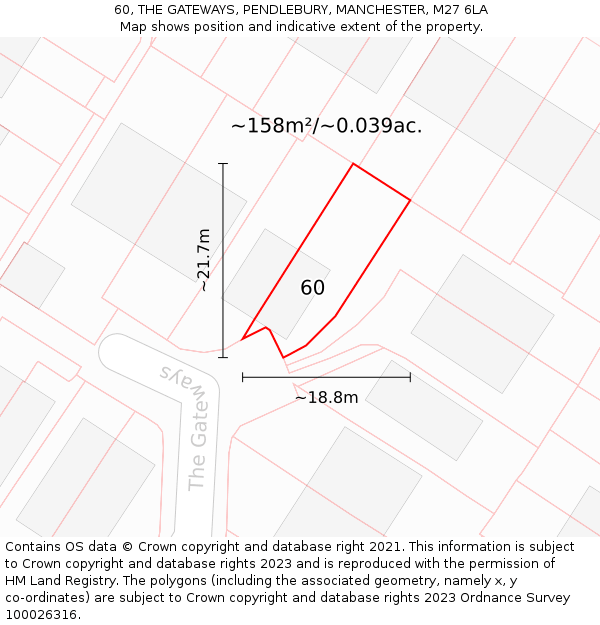 60, THE GATEWAYS, PENDLEBURY, MANCHESTER, M27 6LA: Plot and title map