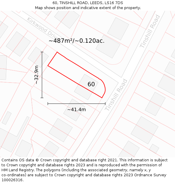 60, TINSHILL ROAD, LEEDS, LS16 7DS: Plot and title map