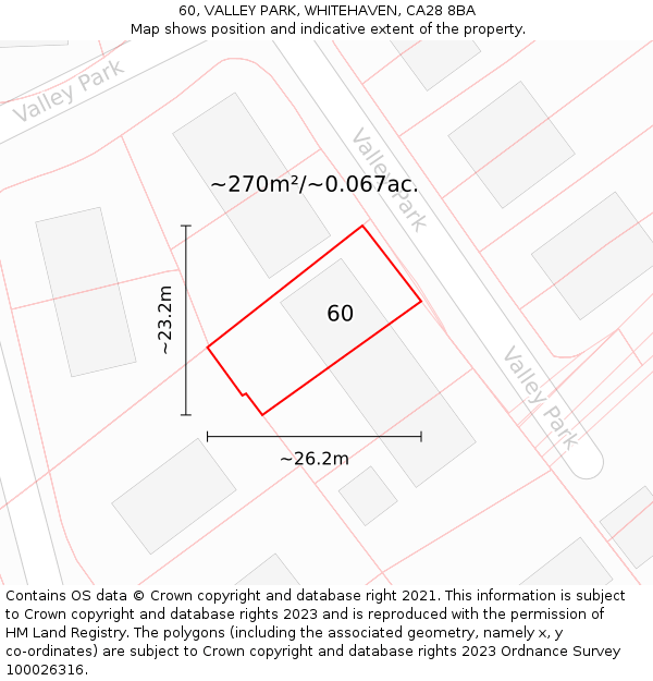 60, VALLEY PARK, WHITEHAVEN, CA28 8BA: Plot and title map