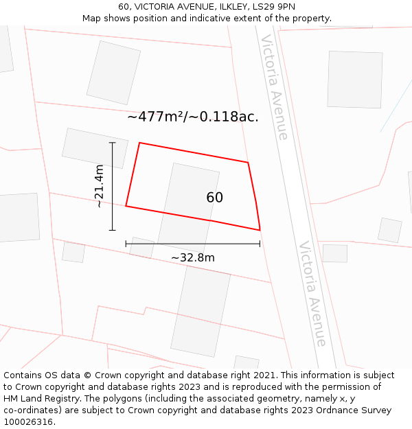 60, VICTORIA AVENUE, ILKLEY, LS29 9PN: Plot and title map