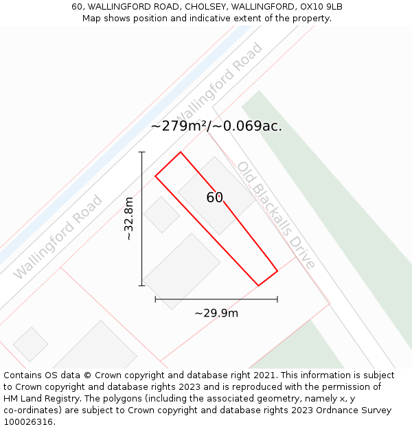 60, WALLINGFORD ROAD, CHOLSEY, WALLINGFORD, OX10 9LB: Plot and title map