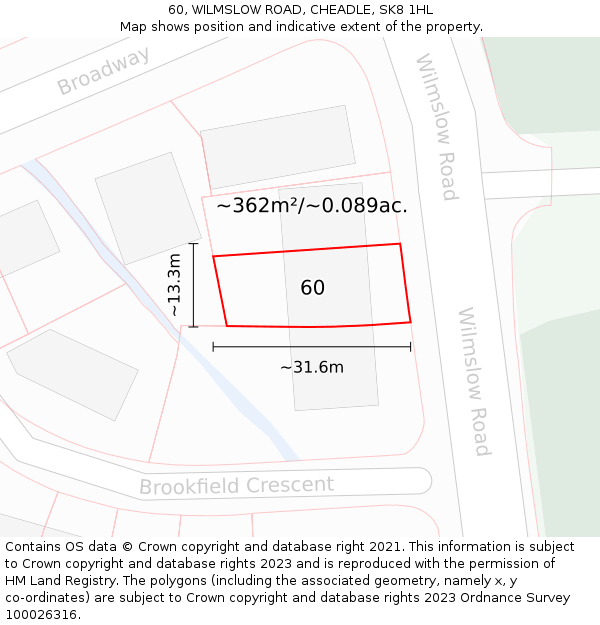 60, WILMSLOW ROAD, CHEADLE, SK8 1HL: Plot and title map