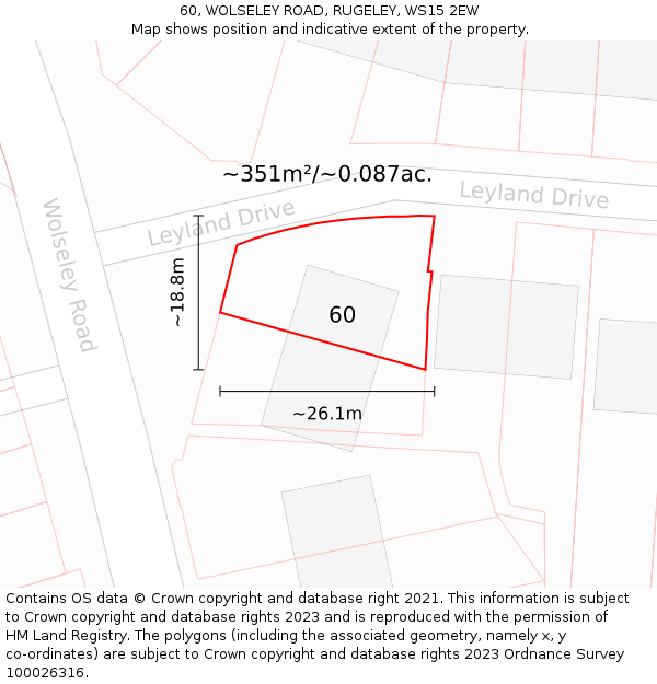 60, WOLSELEY ROAD, RUGELEY, WS15 2EW: Plot and title map