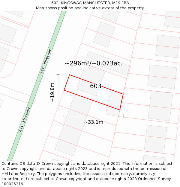 603, KINGSWAY, MANCHESTER, M19 1RA: Plot and title map