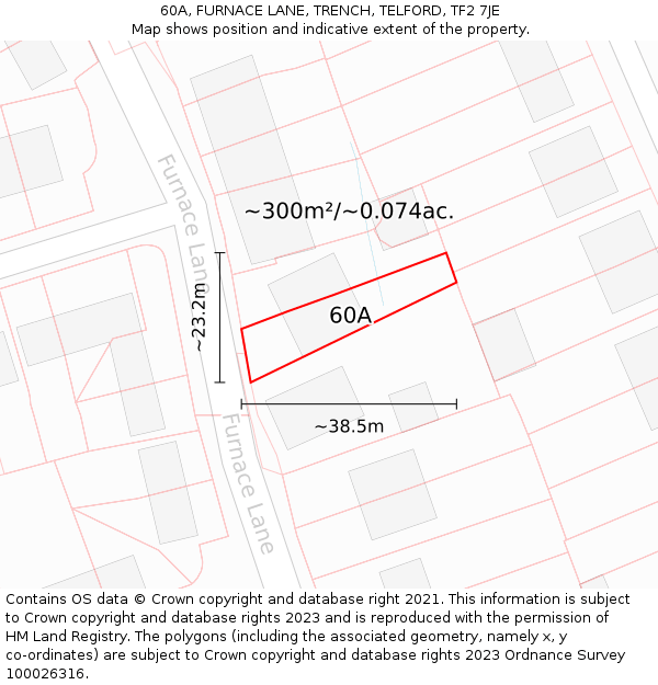 60A, FURNACE LANE, TRENCH, TELFORD, TF2 7JE: Plot and title map