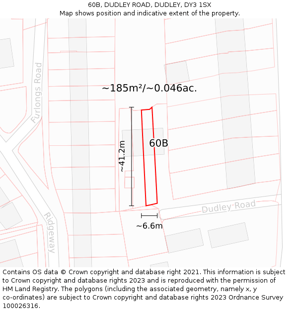 60B, DUDLEY ROAD, DUDLEY, DY3 1SX: Plot and title map