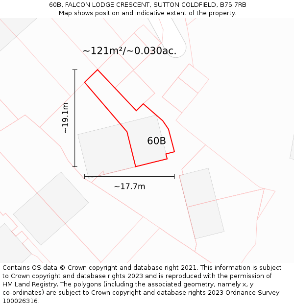 60B, FALCON LODGE CRESCENT, SUTTON COLDFIELD, B75 7RB: Plot and title map