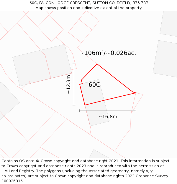 60C, FALCON LODGE CRESCENT, SUTTON COLDFIELD, B75 7RB: Plot and title map