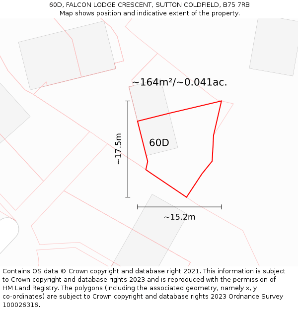 60D, FALCON LODGE CRESCENT, SUTTON COLDFIELD, B75 7RB: Plot and title map