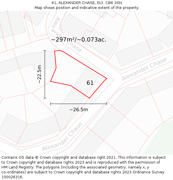 61, ALEXANDER CHASE, ELY, CB6 3SN: Plot and title map