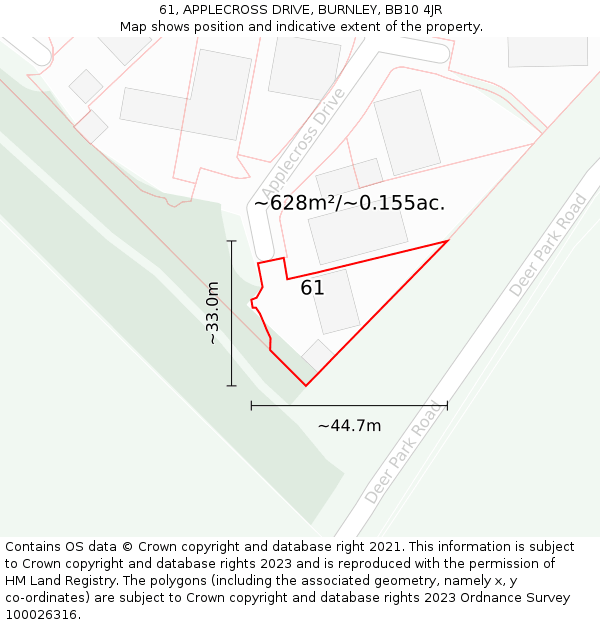 61, APPLECROSS DRIVE, BURNLEY, BB10 4JR: Plot and title map