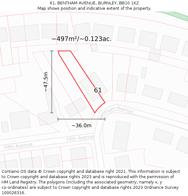 61, BENTHAM AVENUE, BURNLEY, BB10 1XZ: Plot and title map