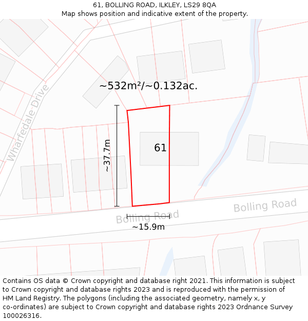 61, BOLLING ROAD, ILKLEY, LS29 8QA: Plot and title map