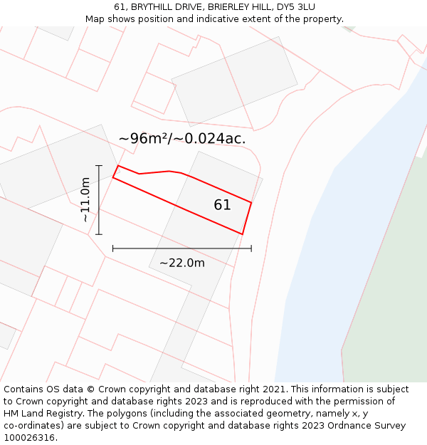 61, BRYTHILL DRIVE, BRIERLEY HILL, DY5 3LU: Plot and title map